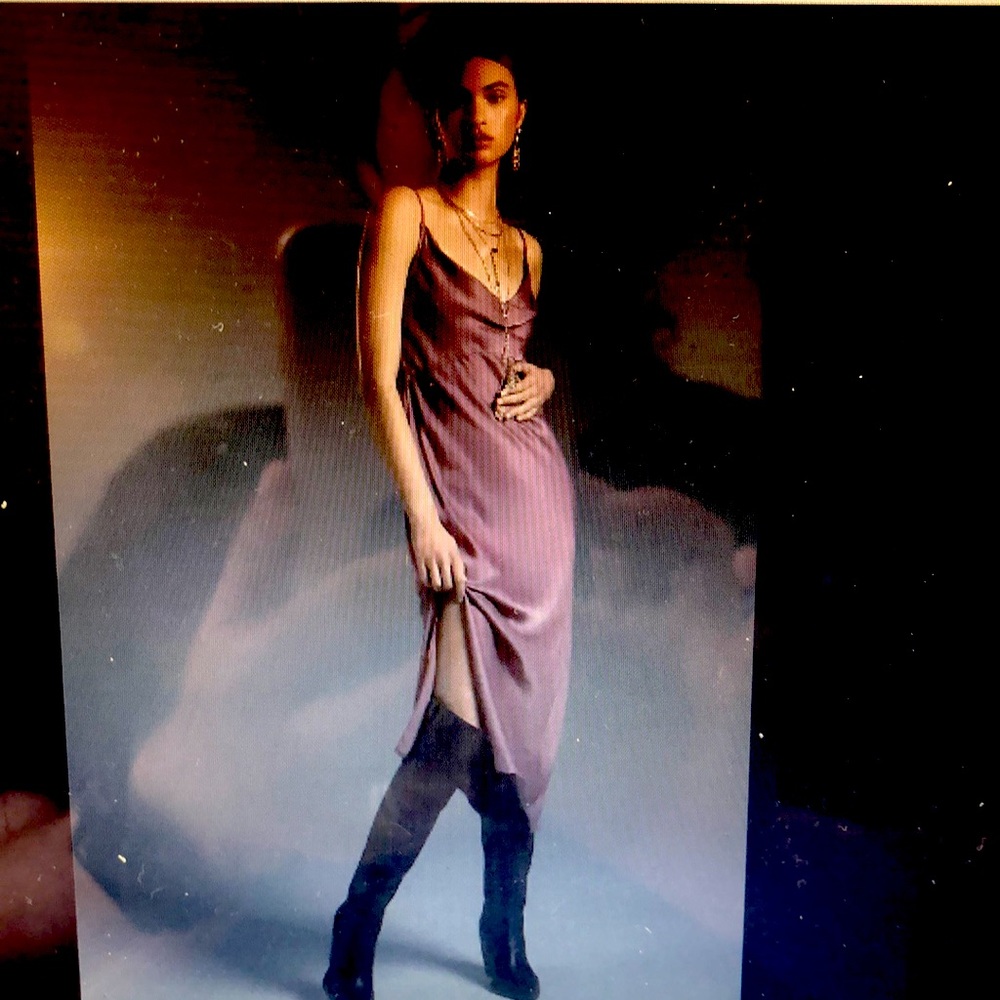 By Anthropologie Bias Slip Dress Plum XL